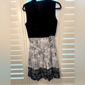 Ellen Tracy Black & White Midi dress ~ Size 8